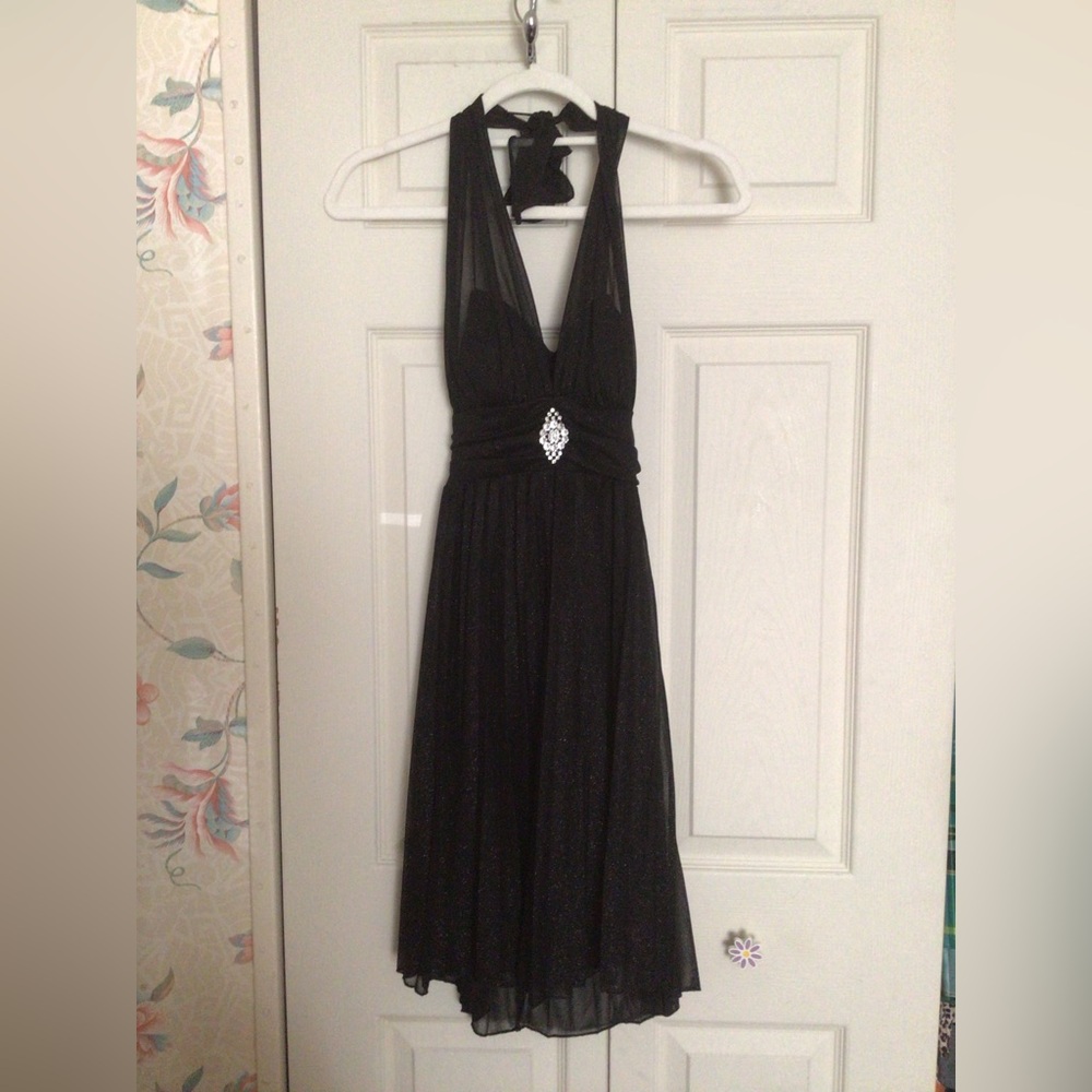Black Backless Halter Dress